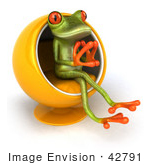 #42791 Royalty-Free (RF) Clipart Illustration of a 3d Red Eyed Tree Frog Thinking In A Cocoon Chair - Version 2 by Julos