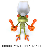 #42794 Royalty-Free (RF) Clipart Illustration of a 3d Red Eyed Tree Frog Chef Giving Two Thumbs Up - Pose 1 by Julos