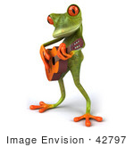#42797 Royalty-Free (RF) Clipart Illustration of a 3d Red Eyed Tree Frog Guitarist Playing Music - Pose 2 by Julos