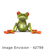 #42799 Royalty-Free (RF) Clipart Illustration of a 3d Red Eyed Tree Frog Lazily Leaning Back - Pose 1 by Julos