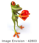 #42803 Royalty-Free (Rf) Clipart Illustration Of A 3d Red Eyed Tree Frog Giving A Red Heart - Pose 1