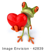 #42839 Royalty-Free (Rf) Clipart Illustration Of A 3d Red Eyed Tree Frog Giving A Red Heart - Pose 2