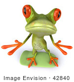 #42840 Royalty-Free (RF) Clipart Illustration of a 3d Green Tree Skater Frog Skateboarding - Pose 3 by Julos