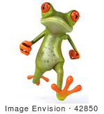 #42850 Royalty-Free (RF) Clipart Illustration of a 3d Red Eyed Tree Frog Running Forward by Julos
