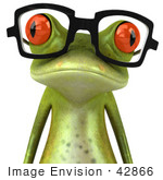 #42866 Royalty-Free (RF) Clipart Illustration of a 3d Red Eyed Tree Frog Wearing Spectacles - Version 4 by Julos