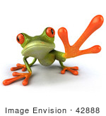 #42888 Royalty-Free (RF) Clipart Illustration of a 3d Red Eyed Tree Frog Reaching - Pose 1 by Julos