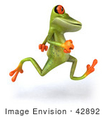 #42892 Royalty-Free (RF) Clipart Illustration of a 3d Red Eyed Tree Frog Running Right by Julos