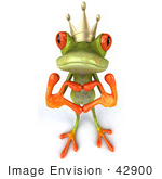 #42900 Royalty-Free (Rf) Clipart Illustration Of A 3d Red Eyed Tree Frog Prince Making A Heart With His Fingers - Pose 1