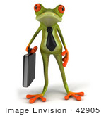 #42905 Royalty-Free (RF) Clipart Illustration of a 3d Red Eyed Tree Frog Business Man Carrying A Briefcase - Pose 1 by Julos