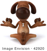 #42920 Royalty-Free (RF) Cartoon Clipart of a 3d Brown Dog Mascot Meditating - Pose 1 by Julos