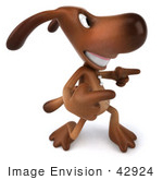 #42924 Royalty-Free (RF) Clipart Cartoon Illustration of a 3d Brown Dog Mascot Doing His Happy Dance - Pose 5 by Julos