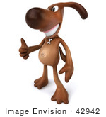 #42942 Royalty-Free (RF) Clipart Illustration of a 3d Brown Dog Mascot Giving The Thumbs Up - Pose 2 by Julos