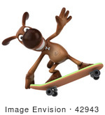 #42943 Royalty-Free (RF) Clipart Illustration of a 3d Brown Dog Mascot Skateboarding - Pose 4 by Julos