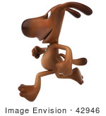 #42946 Royalty-Free (RF) Clipart Illustration of a 3d Brown Dog Mascot Running Left by Julos