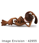 #42955 Royalty-Free (Rf) Clipart Illustration Of A 3d Brown Dog Mascot Reclined