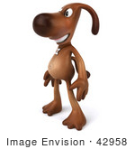 #42958 Royalty-Free (Rf) Clipart Illustration Of A 3d Brown Dog Mascot Standing And Facing Left