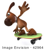 #42964 Royalty-Free (Rf) Clipart Illustration Of A 3d Brown Dog Mascot Skateboarding - Pose 5