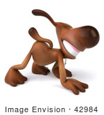 #42984 Royalty-Free (Rf) Clipart Illustration Of A 3d Brown Dog Mascot Walking On All Fours - Pose 3