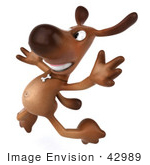#42989 Royalty-Free (Rf) Clipart Illustration Of A 3d Brown Dog Mascot Jumping