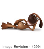 #42991 Royalty-Free (Rf) Clipart Illustration Of A 3d Brown Dog Mascot Resting