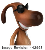 #42993 Royalty-Free (Rf) Clipart Illustration Of A 3d Brown Dog Mascot Wearing Sunglasses - Pose 2