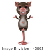 #43003 Royalty-Free (Rf) Cartoon Clipart Illustration Of A 3d Mouse Mascot Perched Up On Its Tail And Meditating - Pose 1