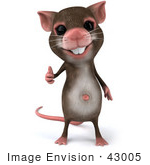 #43005 Royalty-Free (Rf) Cartoon Clipart Illustration Of A 3d Mouse Mascot Giving The Thumbs Up - Pose 3