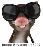 #43007 Royalty-Free (Rf) Cartoon Clipart Illustration Of A 3d Mouse Mascot Wearing Shades - Pose 3