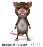 #43009 Royalty-Free (Rf) Cartoon Clipart Illustration Of A 3d Mouse Mascot Standing And Facing Front