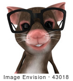 #43018 Royalty-Free (Rf) Cartoon Clipart Illustration Of A 3d Mouse Mascot Wearing Spectacles - Pose 1