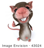 #43024 Royalty-Free (Rf) Cartoon Clipart Illustration Of A 3d Mouse Mascot Giving The Thumbs Up - Pose 2