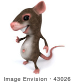 #43026 Royalty-Free (Rf) Cartoon Clipart Illustration Of A 3d Mouse Mascot Giving The Thumbs Up - Pose 1