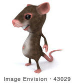 #43029 Royalty-Free (Rf) Cartoon Clipart Illustration Of A 3d Mouse Mascot Standing And Facing Left