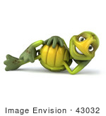 #43032 Royalty-Free (Rf) Cartoon Clipart Of A 3d Turtle Mascot Reclined On His Side And Smiling