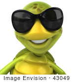 #43049 Royalty-Free (Rf) Cartoon Clipart Of A 3d Turtle Mascot Wearing Dark Shades And Facing Front