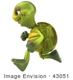 #43051 Royalty-Free (Rf) Cartoon Clipart Of A 3d Turtle Mascot Running Left