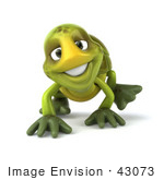 #43073 Royalty-Free (Rf) Cartoon Clipart Of A 3d Turtle Mascot Slowly Walking On All Fours - Version 2