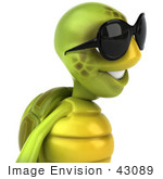 #43089 Royalty-Free (Rf) Cartoon Clipart Of A 3d Turtle Mascot Wearing Dark Shades