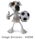#43098 Royalty-Free (Rf) Clipart Illustration Of A 3d Jack Russell Terrier Dog Mascot Playing Soccer - Pose 1