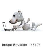 #43104 Royalty-Free (Rf) Clipart Illustration Of A 3d Jack Russell Terrier Dog Mascot With A Laptop - Pose 1
