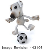 #43106 Royalty-Free (Rf) Clipart Illustration Of A 3d Jack Russell Terrier Dog Mascot Playing Soccer - Pose 4