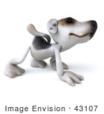 #43107 Royalty-Free (Rf) Clipart Illustration Of A 3d Jack Russell Terrier Dog Mascot Walking On All Fours - Pose 3