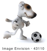 #43110 Royalty-Free (Rf) Clipart Illustration Of A 3d Jack Russell Terrier Dog Mascot Playing Soccer - Pose 2