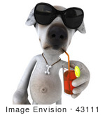 #43111 Royalty-Free (Rf) Clipart Illustration Of A 3d Jack Russell Terrier Dog Mascot Wearing Sunglasses And Sipping A Drink - Pose 1