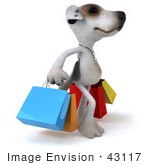 #43117 Royalty-Free (Rf) Clipart Illustration Of A 3d Jack Russell Terrier Dog Mascot Carrying Shopping Bags - Pose 2