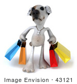 #43121 Royalty-Free (Rf) Clipart Illustration Of A 3d Jack Russell Terrier Dog Mascot Carrying Shopping Bags - Pose 1