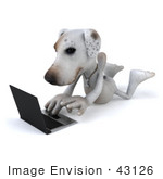 #43126 Royalty-Free (Rf) Clipart Illustration Of A 3d Jack Russell Terrier Dog Mascot With A Laptop - Pose 2
