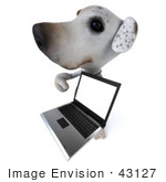 #43127 Royalty-Free (Rf) Clipart Illustration Of A 3d Jack Russell Terrier Dog Mascot With A Laptop - Pose 8