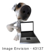 #43137 Royalty-Free (Rf) Clipart Illustration Of A 3d Jack Russell Terrier Dog Mascot With A Laptop - Pose 7