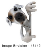 #43145 Royalty-Free (Rf) Clipart Illustration Of A 3d Jack Russell Terrier Dog Mascot Pointing And Looking Around A Sign